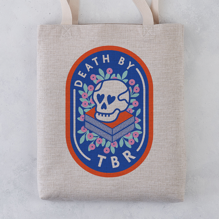 Death by TBR. Bookishly tote bag. Inspired by Booktok and Bookstagram. The bookish era edit. Perfect for book lovers, bookworms, readers and bibliophiles.