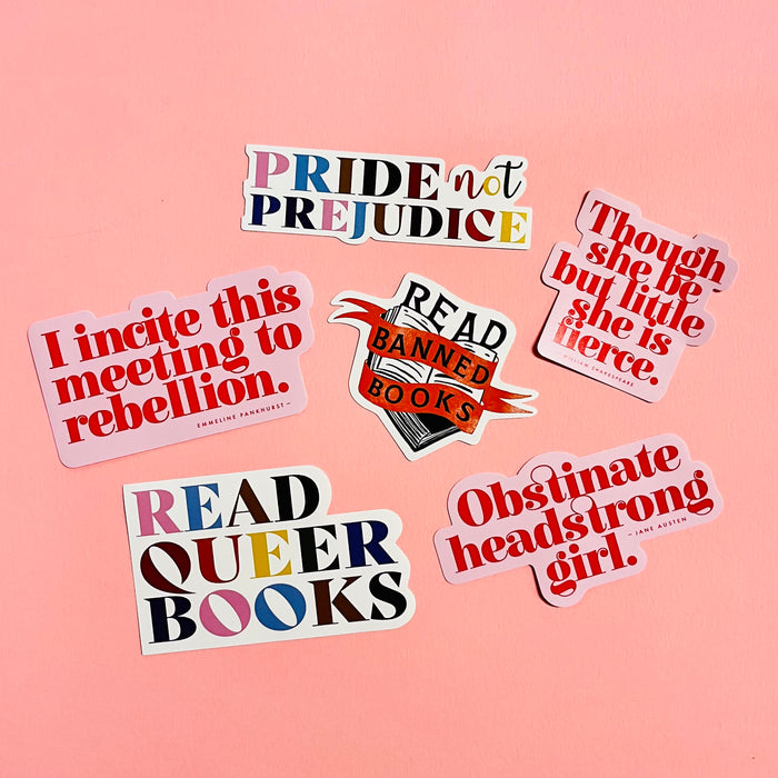 Read Banned Books. Premium large die cut sticker. Stickers for book lovers. The perfect gift for book lovers, bookworms, readers and bibliophiles. Bookish Stationery stickers. Sticker Bundle.