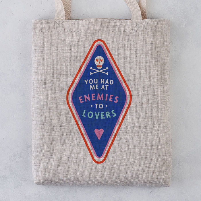 You had me at enemies to lovers. Literary Tropes. Bookishly tote bag. Inspired by Booktok and Bookstagram. The bookish era edit. Perfect for book lovers, bookworms, readers and bibliophiles.