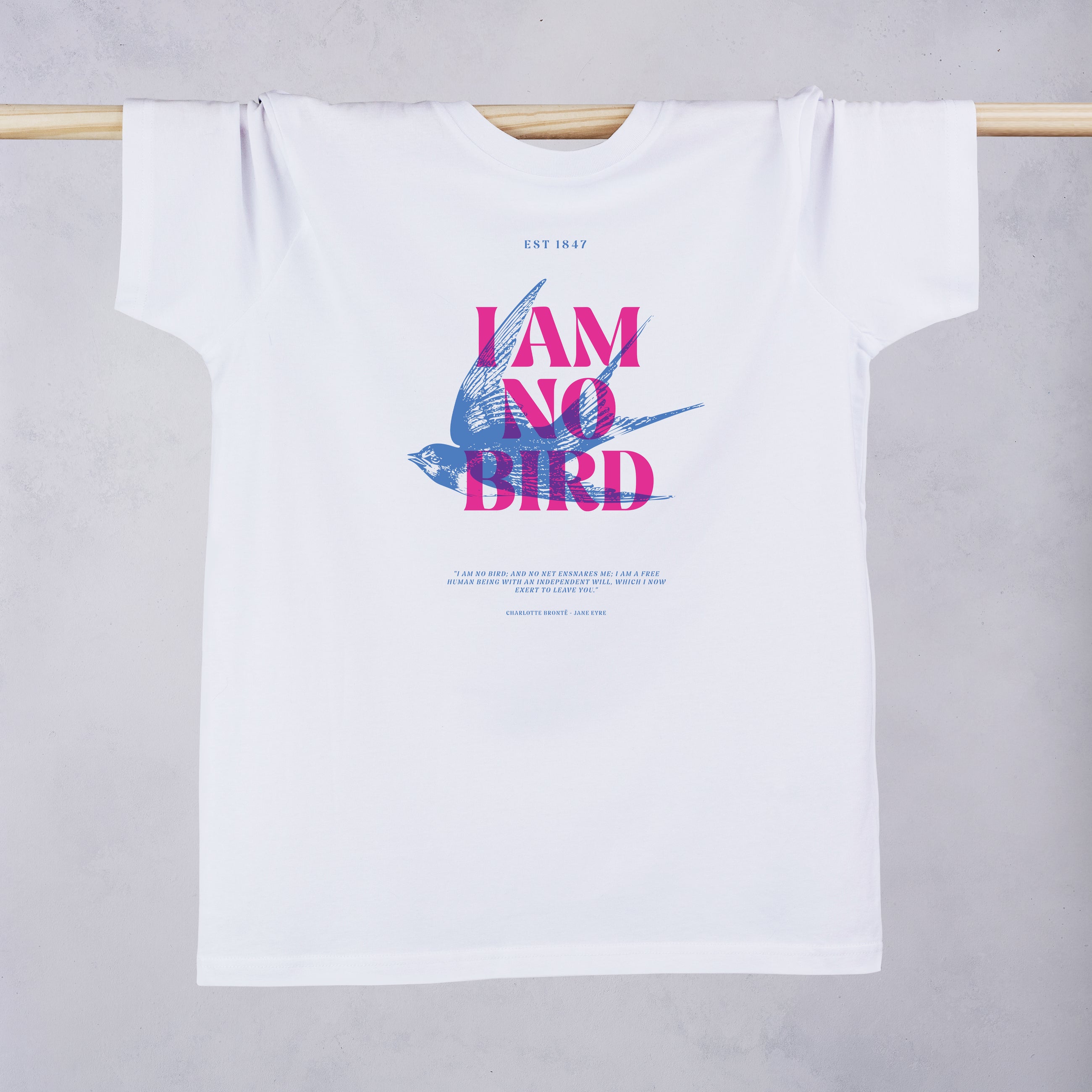 I Am No Bird T-Shirt – Charlotte Brontë Feminist Literary Quote Tee