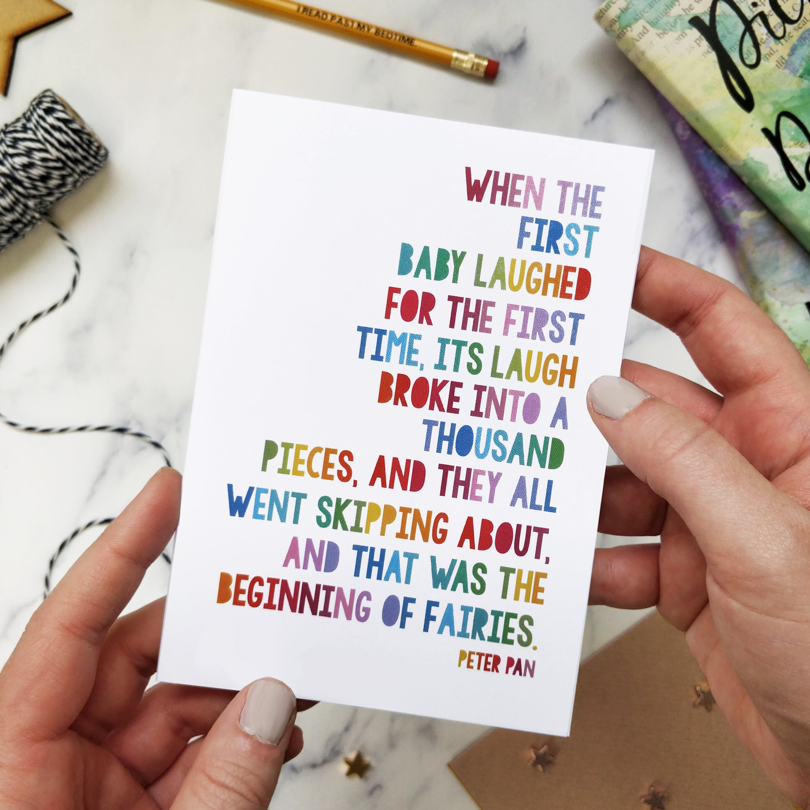 'Beginning Of Fairies' Peter Pan Rainbow New Baby Card