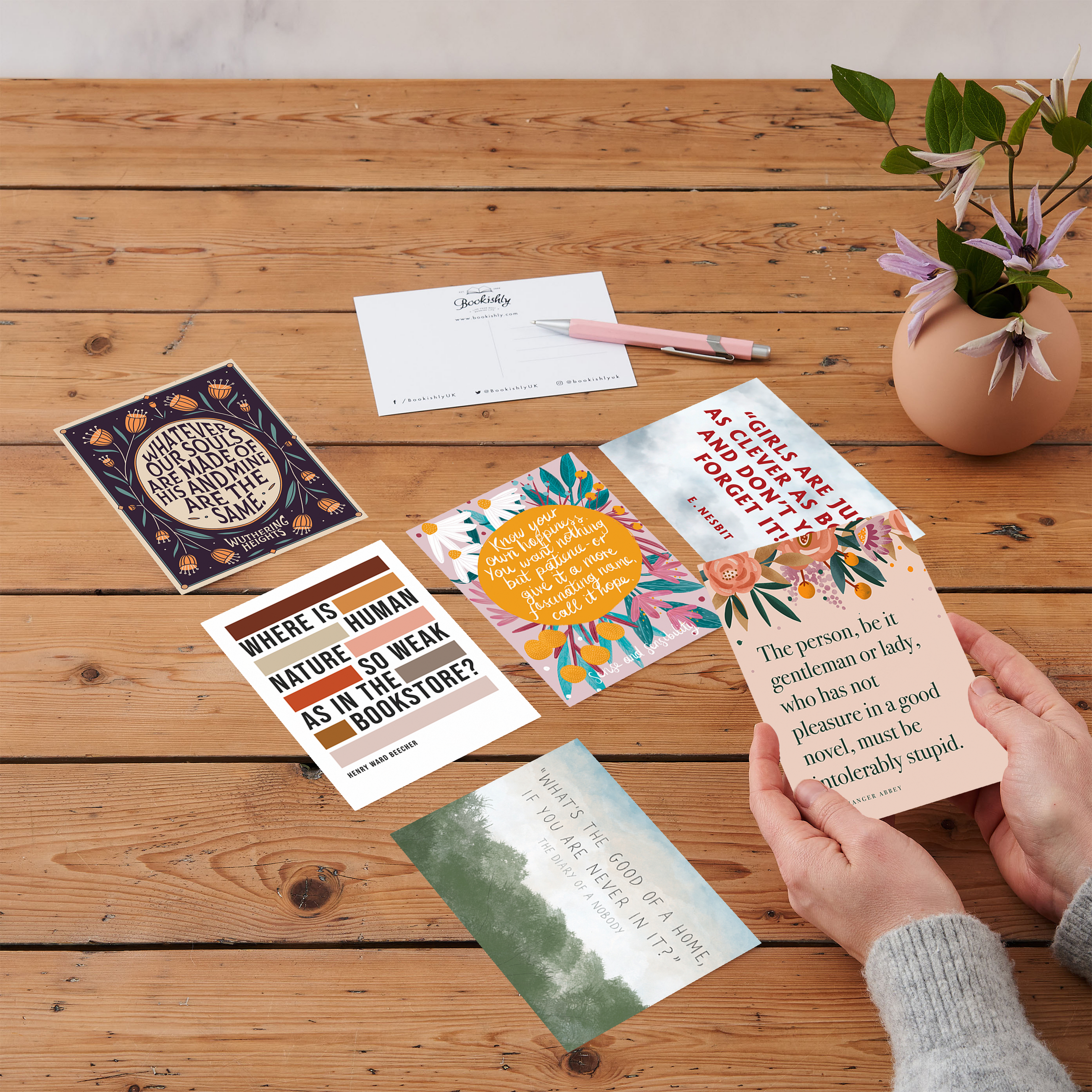 Wuthering Heights, Sense and Sensibility, Railway Children, Peter Pan, Hamlet, Northanger Abbey, The Casebook of Sherlock Holmes, Diary of a Nobody and As You Like It. Postcard. Postcard Set.