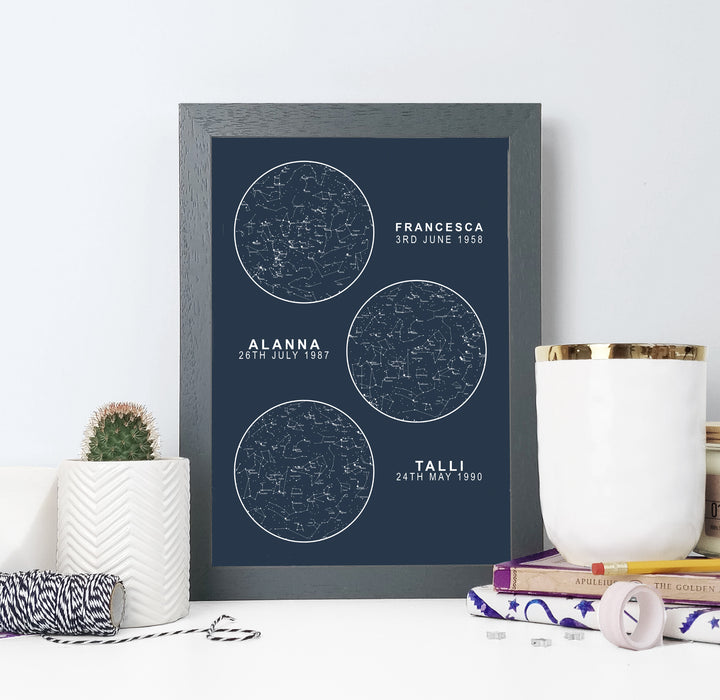 Personalised Map of the Stars Multiple Unique Gifts Navy and Silver