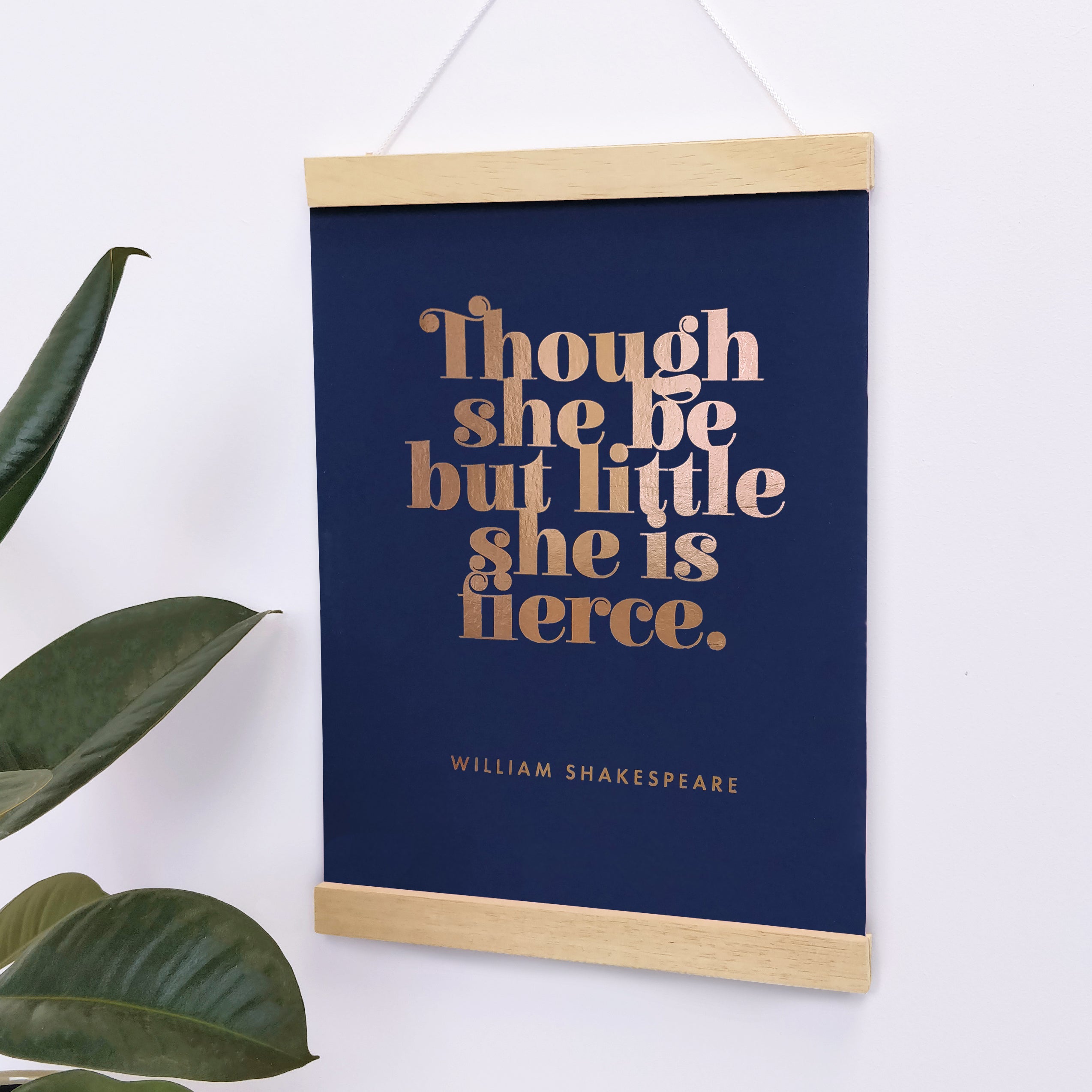 Girl’s Nursery “Though She Be But Little, She Is Fierce” Red Over Pink Art Poster