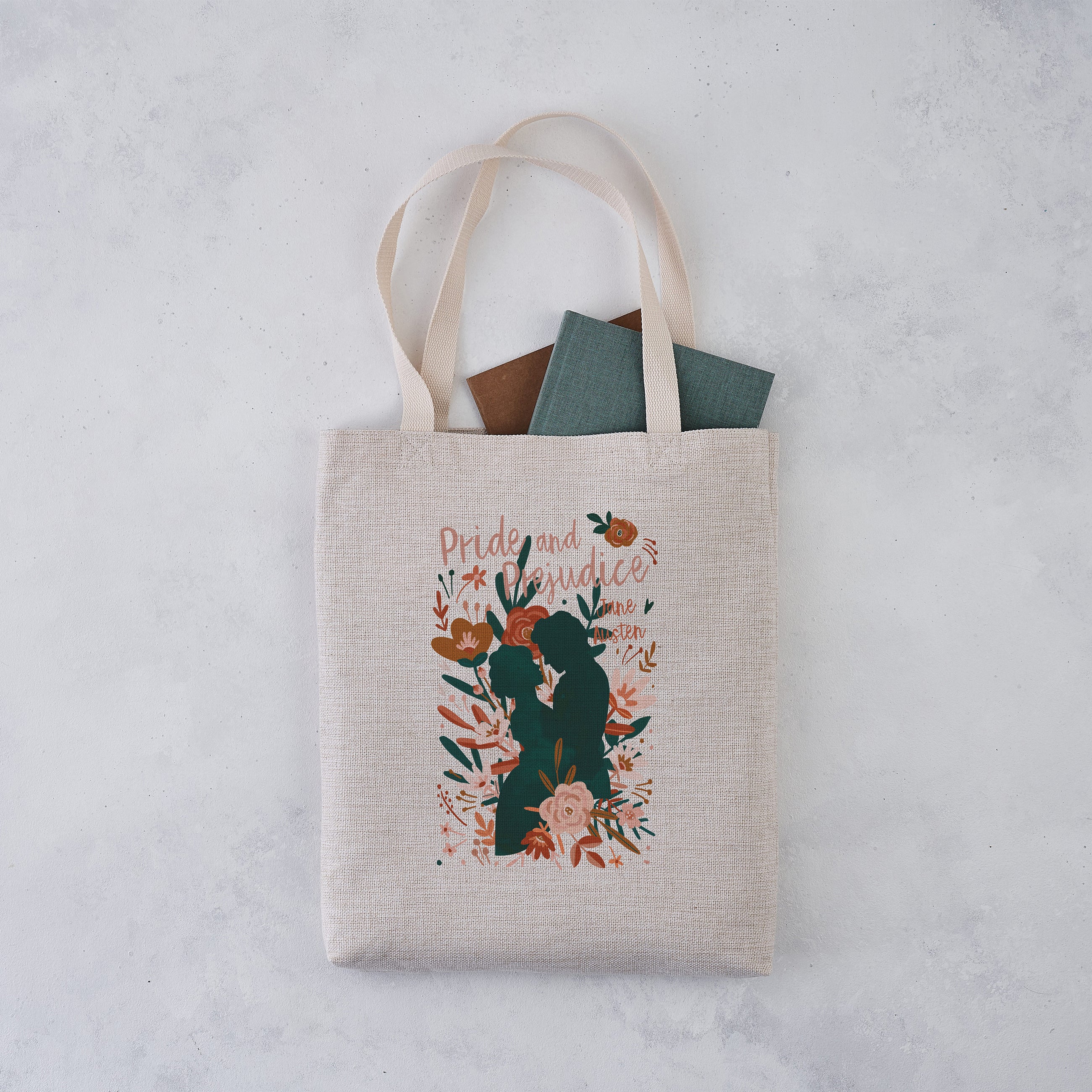 jane austen pride and prejudice book cover tote bag