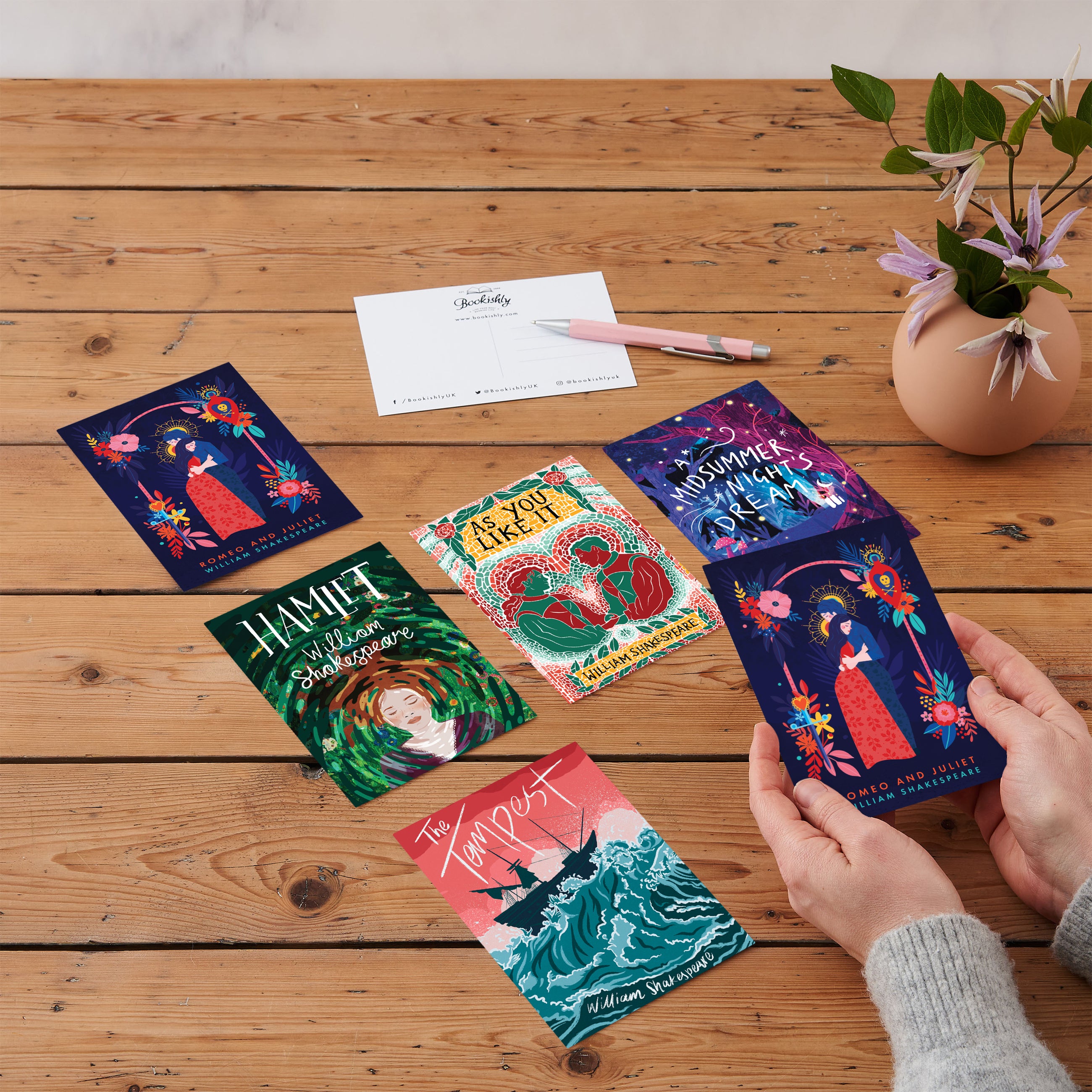 Shakespeare Postcards. Set of 10. Romeo and Juliet. Hamlet. As You Like It. A Midsummer Nights Dream. The Tempest.