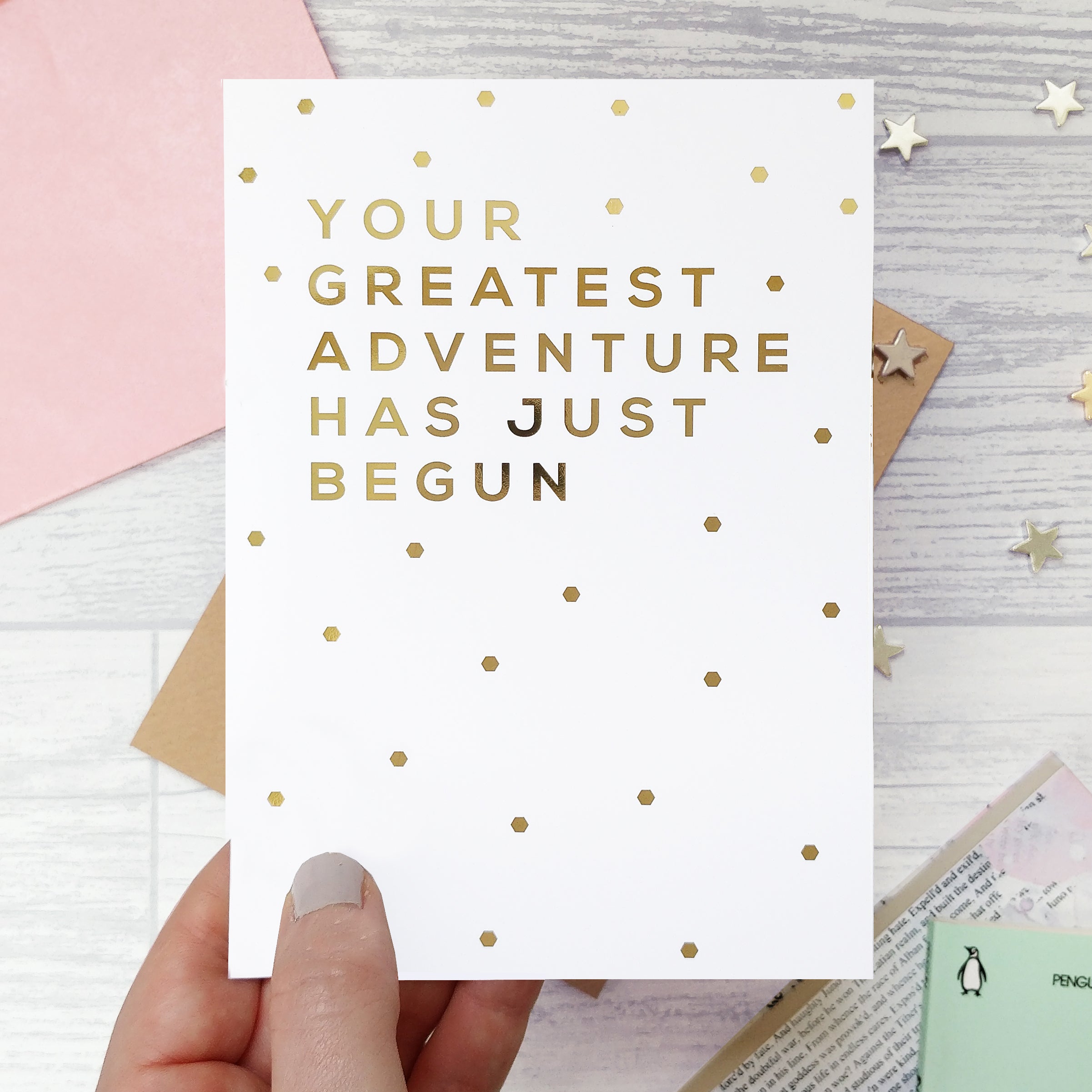 Gold Foil 'Greatest Adventure' Good Luck Card