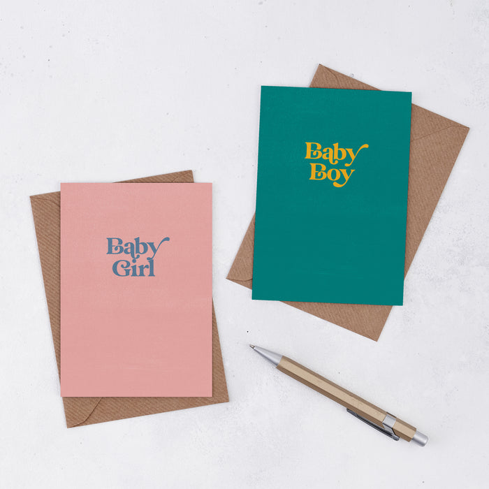 'Baby Girl' Greetings Card. Newborn. New Parents. Positive greetings card. Motivational Greetings Card. Gift Shop Cards. Minimalist Card. Abstract Gift Cards.