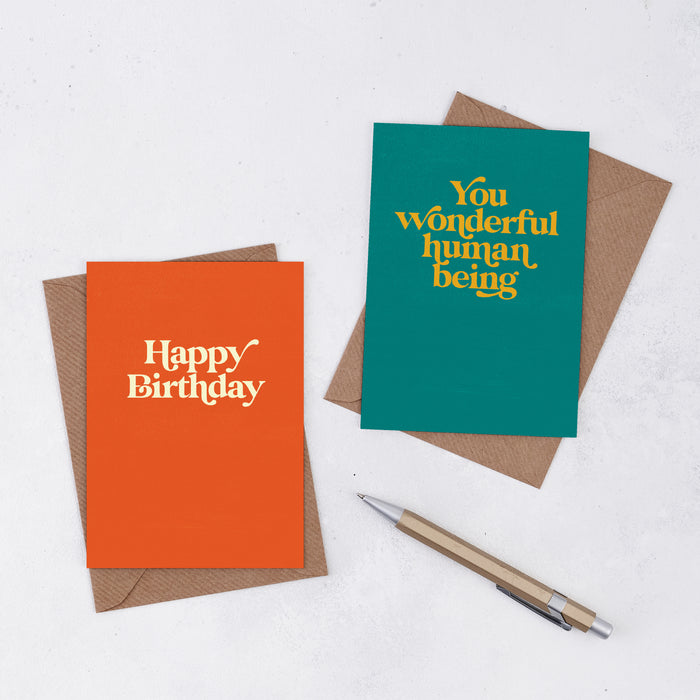 'Happy Birthday' Greetings Card. Positive greetings card. Motivational Greetings Card. Gift Shop Cards. Minimalist Card. Abstract Gift Cards. Birthday Celebrations. 'You wonderful human being'
