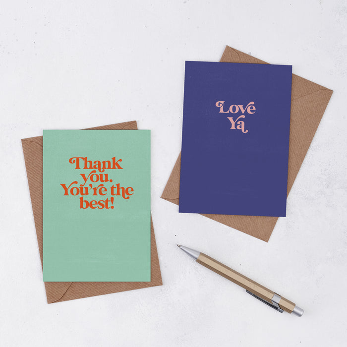 'Thank you. You're the best!' Greetings Card. Positive greetings card. Motivational Greetings Card. Gift Shop Cards. Minimalist Card. Abstract Gift Cards. 'Love ya' Love you.