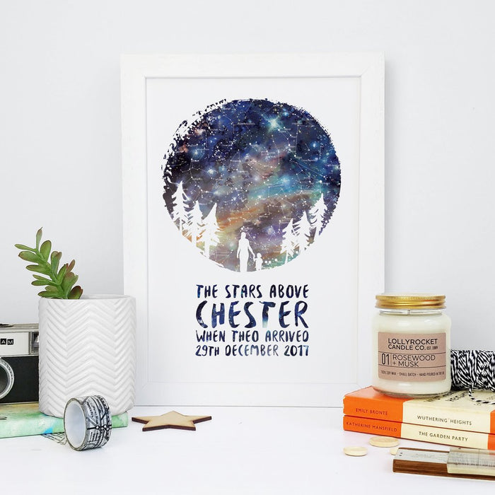Personalised Star Map Family Print - Silhouette Designs