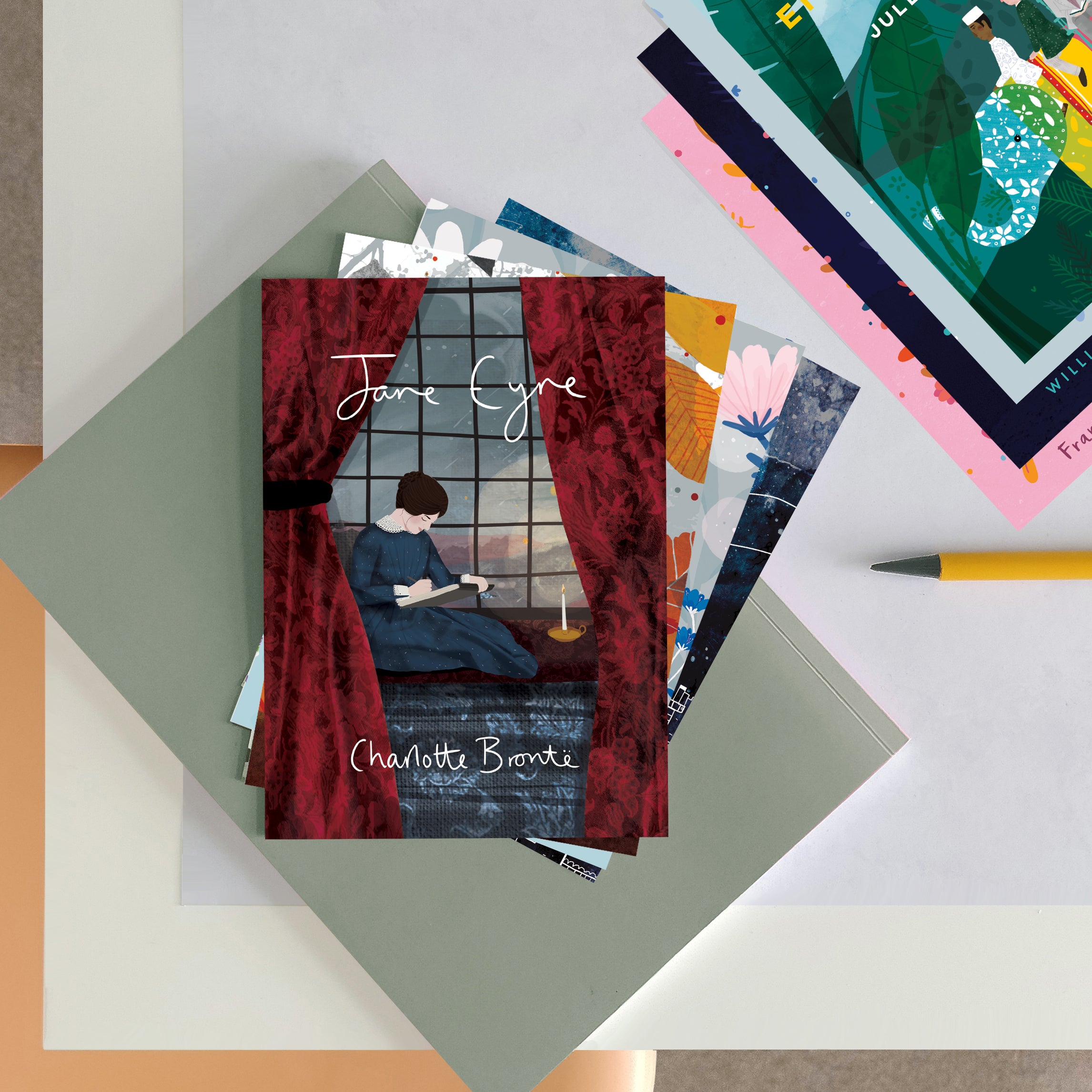 Set of 12 Book Cover Postcards illustrated by Bookishly. Book lover postcards. Bookish Gifts. Pen pal. Snail mail. Sending a postcard. Love letters. Booktok. Bookstagram. Postcards for bookworms, bibliophiles, readers. Booktok lovers.