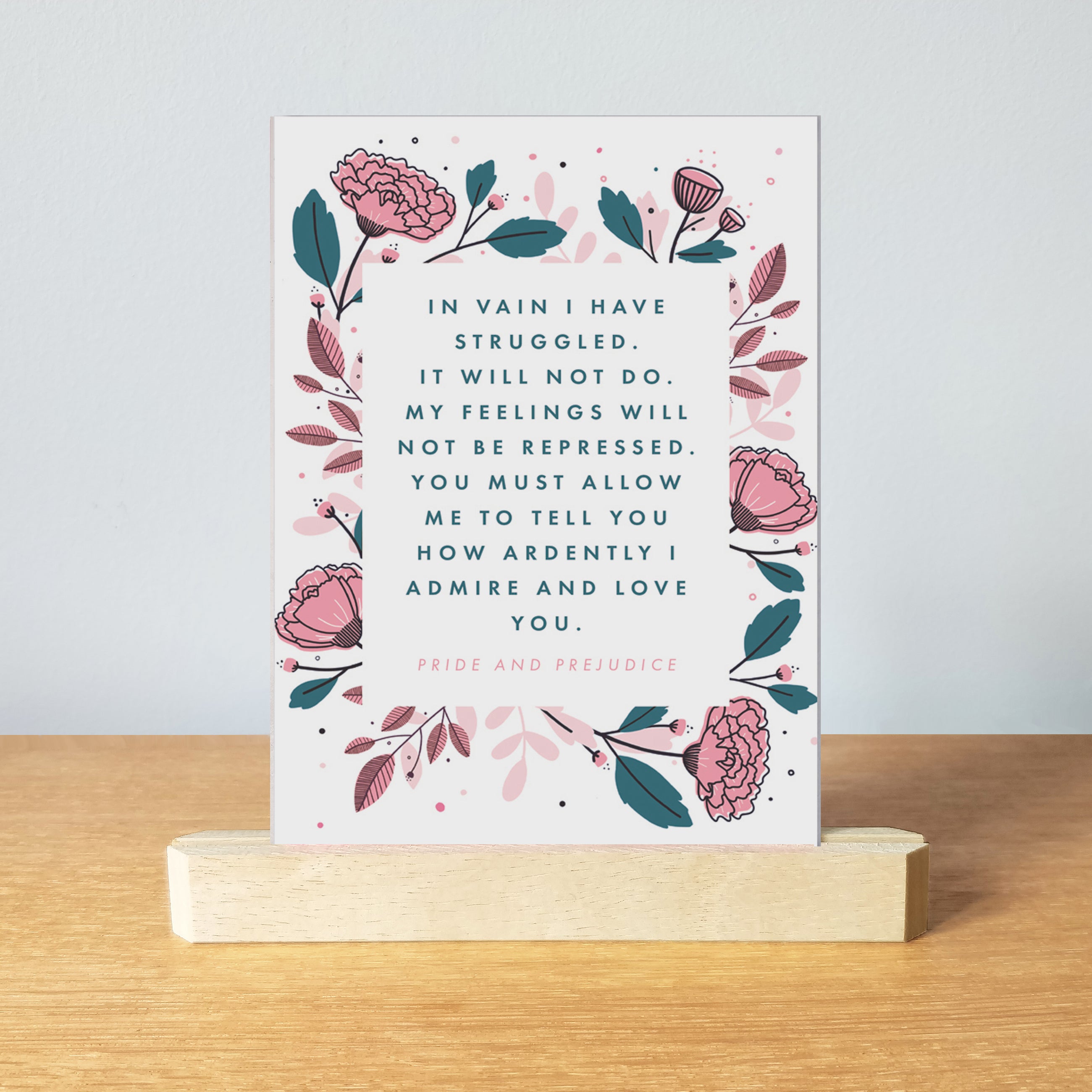 Jane Austen Postcard Set - Beautiful Book Quote Postcards - Pack of Six