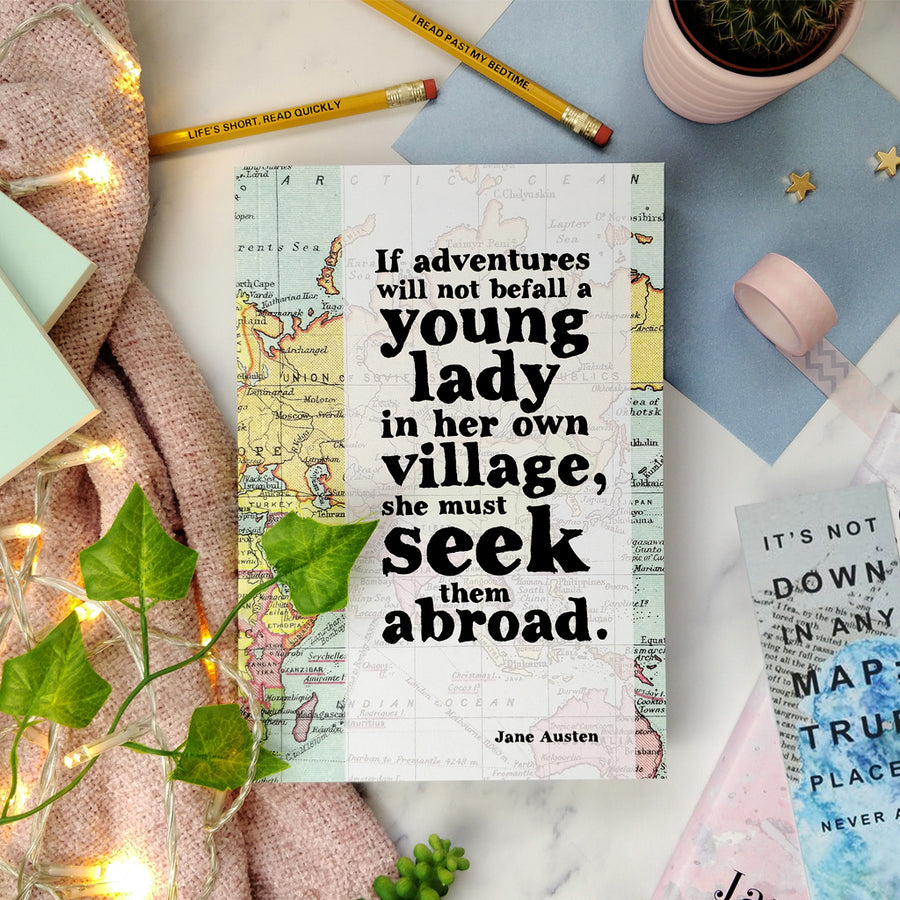 chunky travel journal if adventures will not befall a young lady jane austen quote