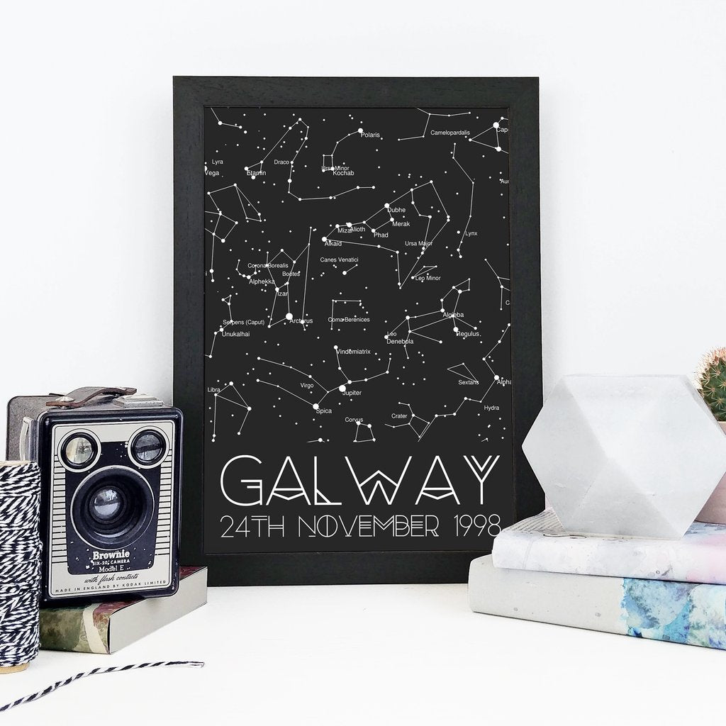 personalised night sky star map square constellation print
