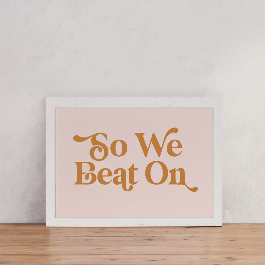 mustard and peach so we beat on retro inspired art print 