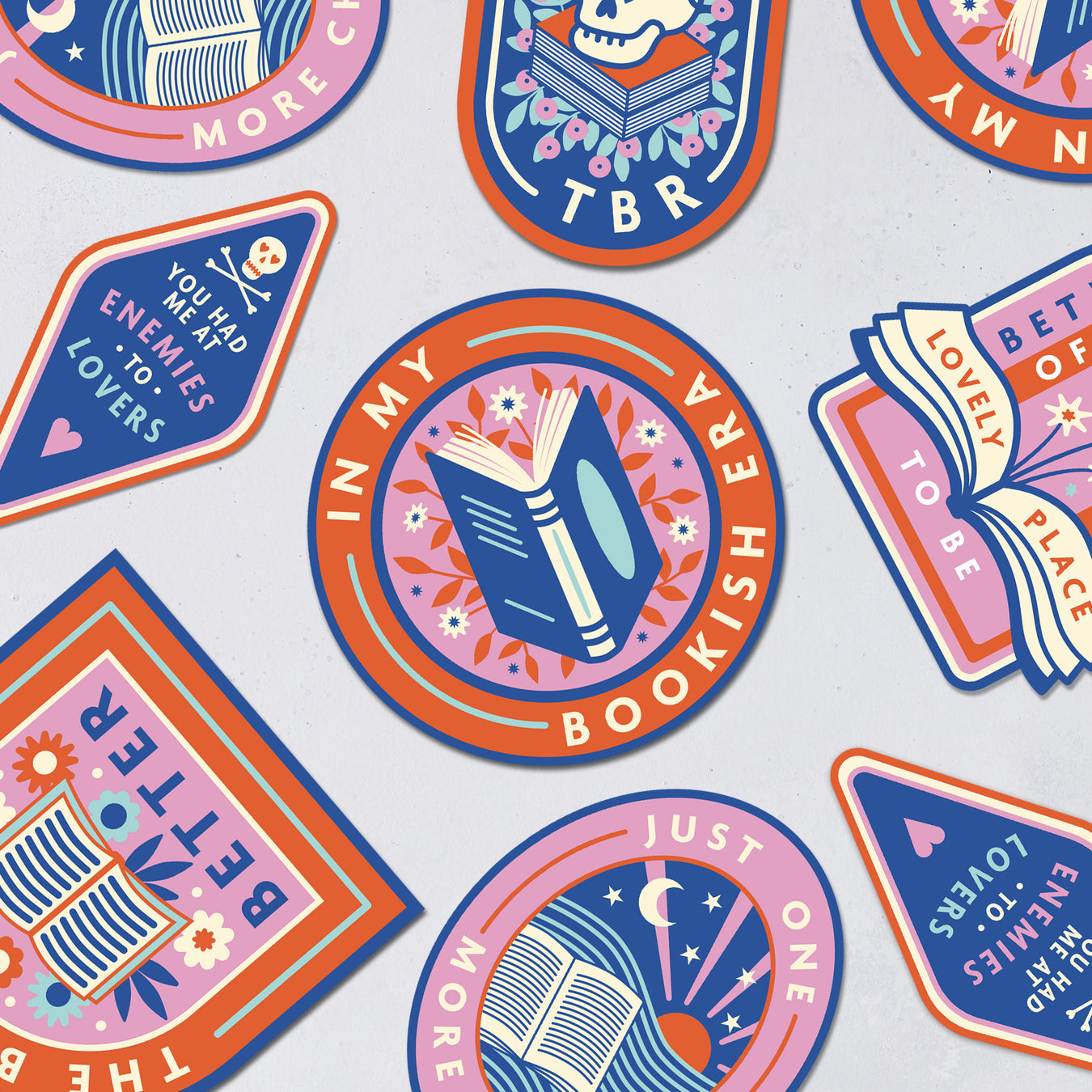 The Bookish Era Edit by Bookishly. A collection inspired by the rise of booktok featuring tote bags, stickers, magnetic bookmarks, clothing. Bookish accessories.