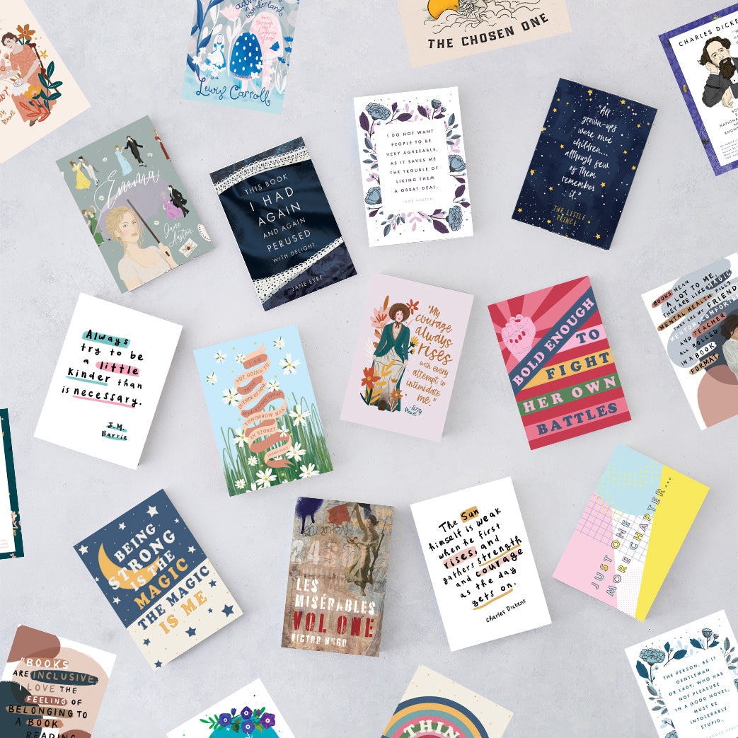 Bookish Postcard collection for all stationery lovers, book lovers, bookworms, bibliophiles and readers. All hand illustrated by our designers, perfect decor for your office, bedroom or classroom.