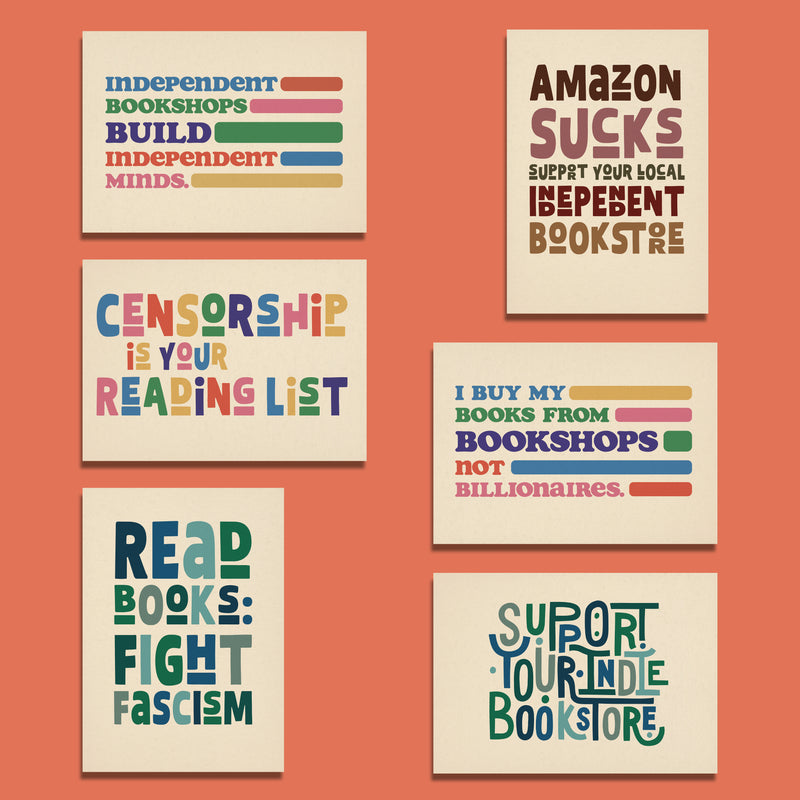 bookish activist postcard set for book lovers indie bookstore designs