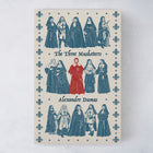 Book cover of 'The Three Musketeers' with illustrations of characters on a decorative background.