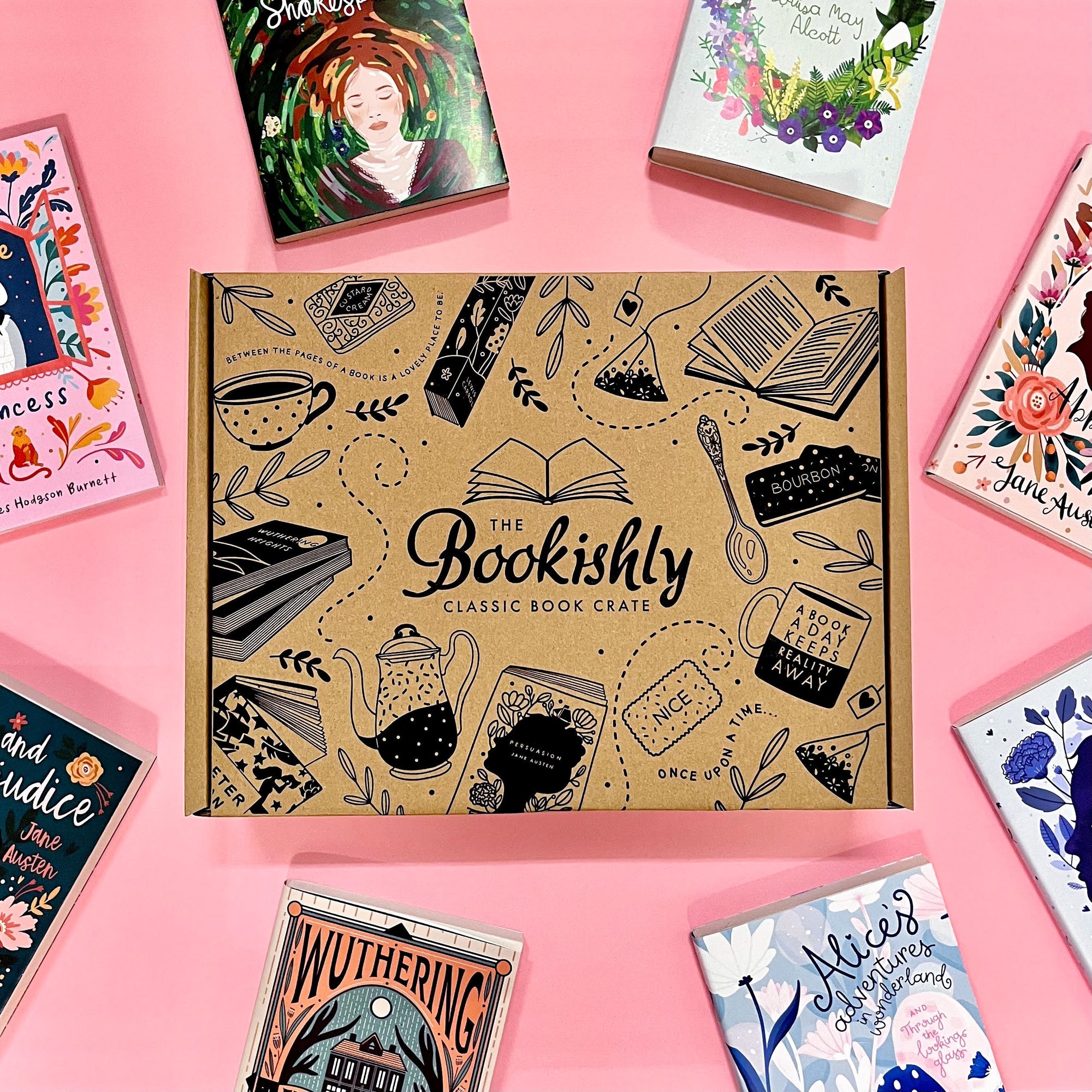 Book Subscription. The Bookishly Classic Book Crate. Bookish Gifts. The Book box subscription. Classic Literature crate. Surprise Book Crate. Bookishly. 
