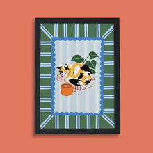 Books and Cats Print - Calico Cat Short Haired