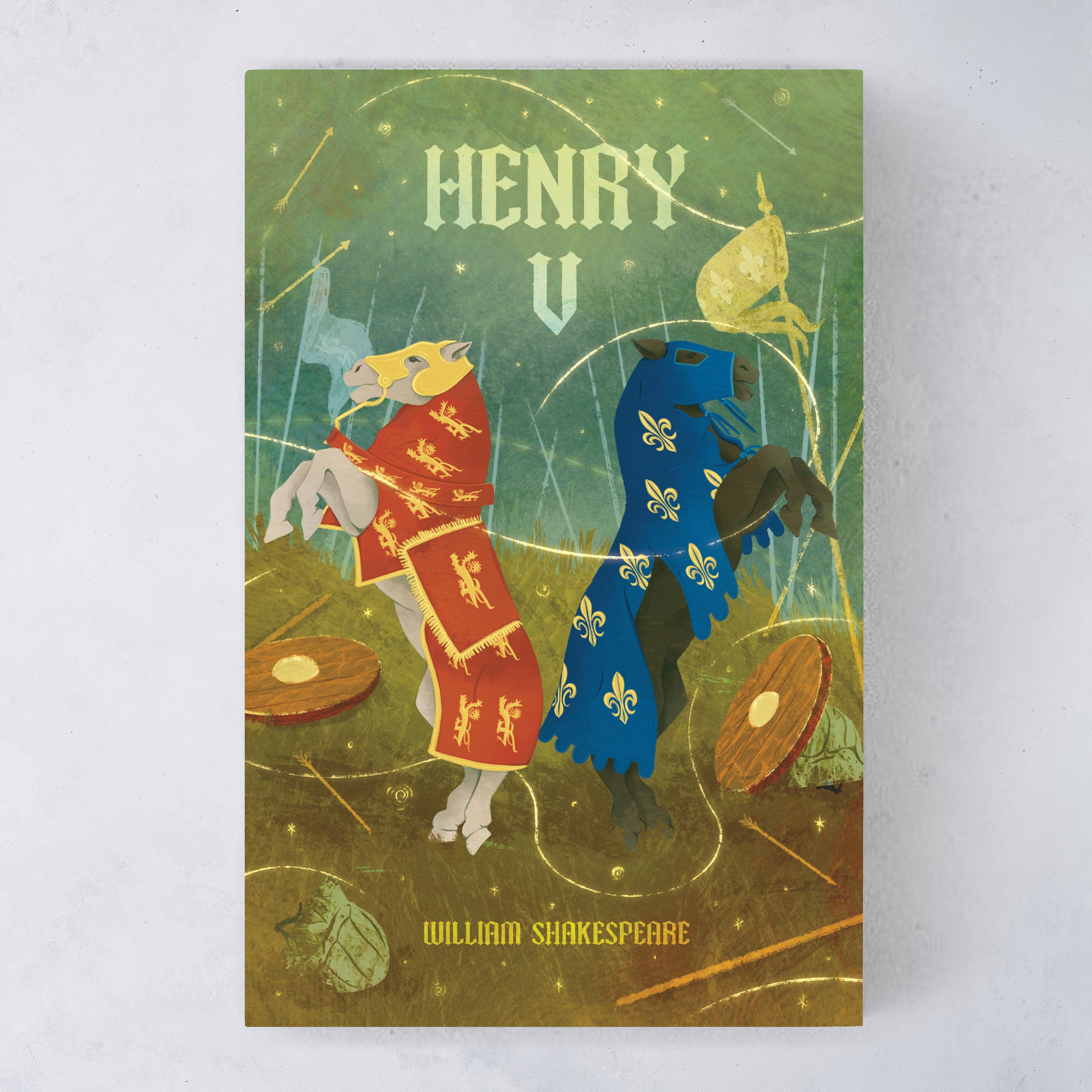 A book of Henry V by William Shakespeare with an illustrated cover