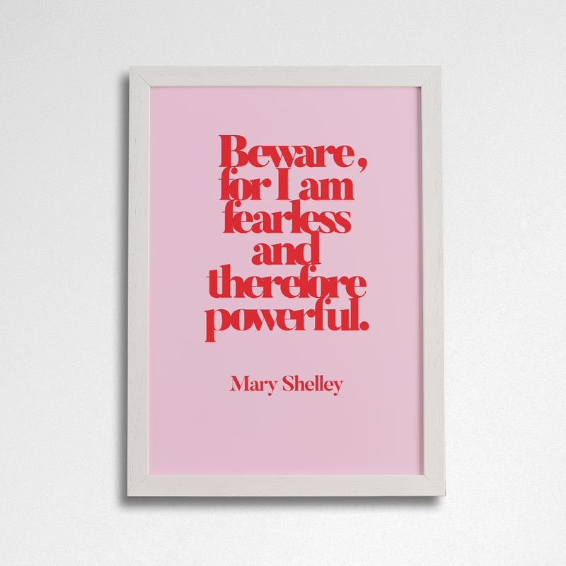Inspirational “I Am Fearless” Quote Red Over Pink Art Poster