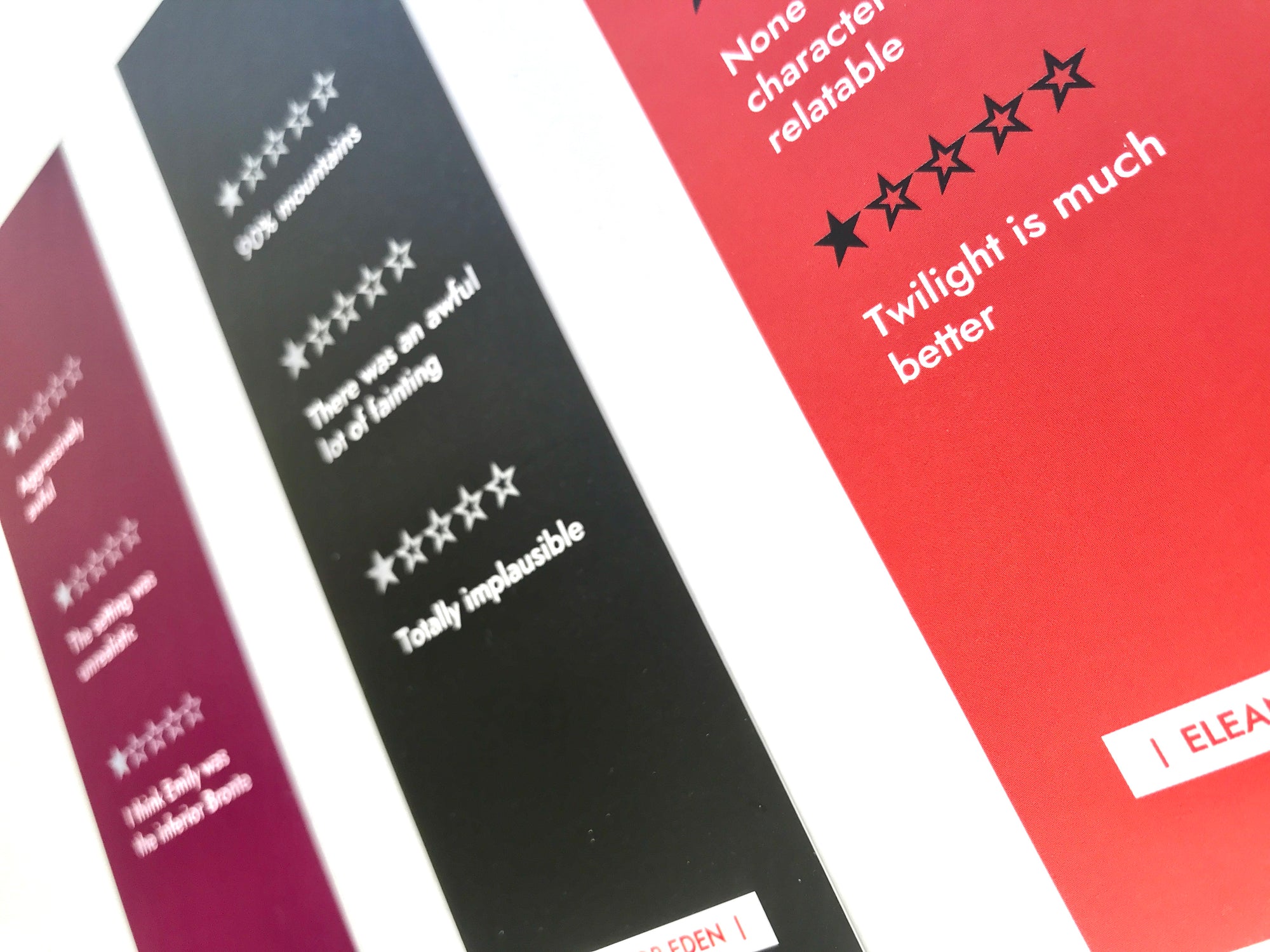 Funny Gothic Bookmark Set – One Star Review Classics (Set of 3)