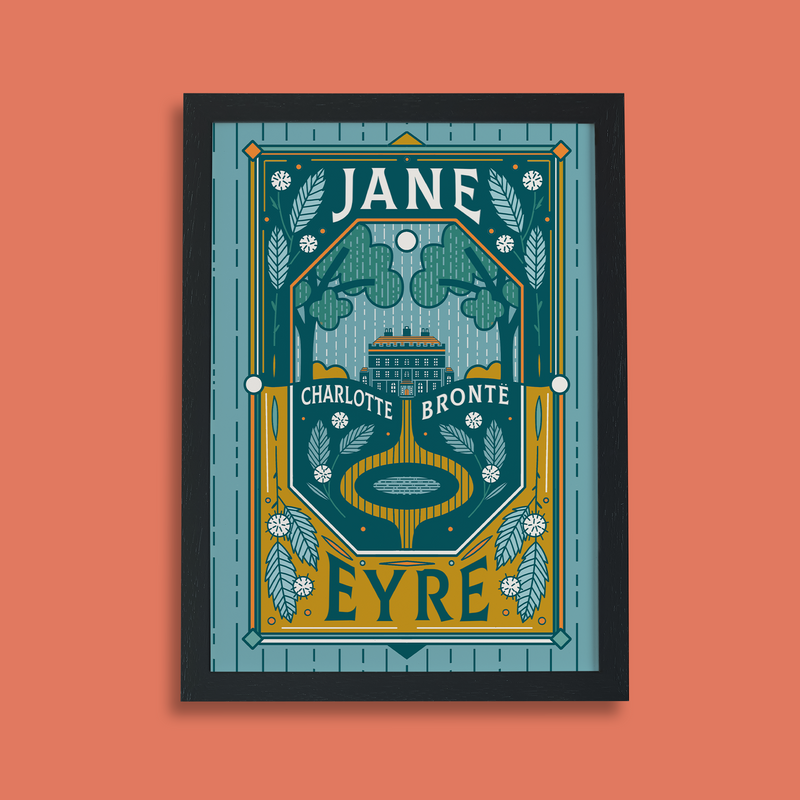 Jane Eyre art print in a black frame