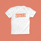 Enemies to Lovers T-shirt with bold orange and pink typography saying “You Had Me at Enemies to Lovers” – perfect for romance trope fans