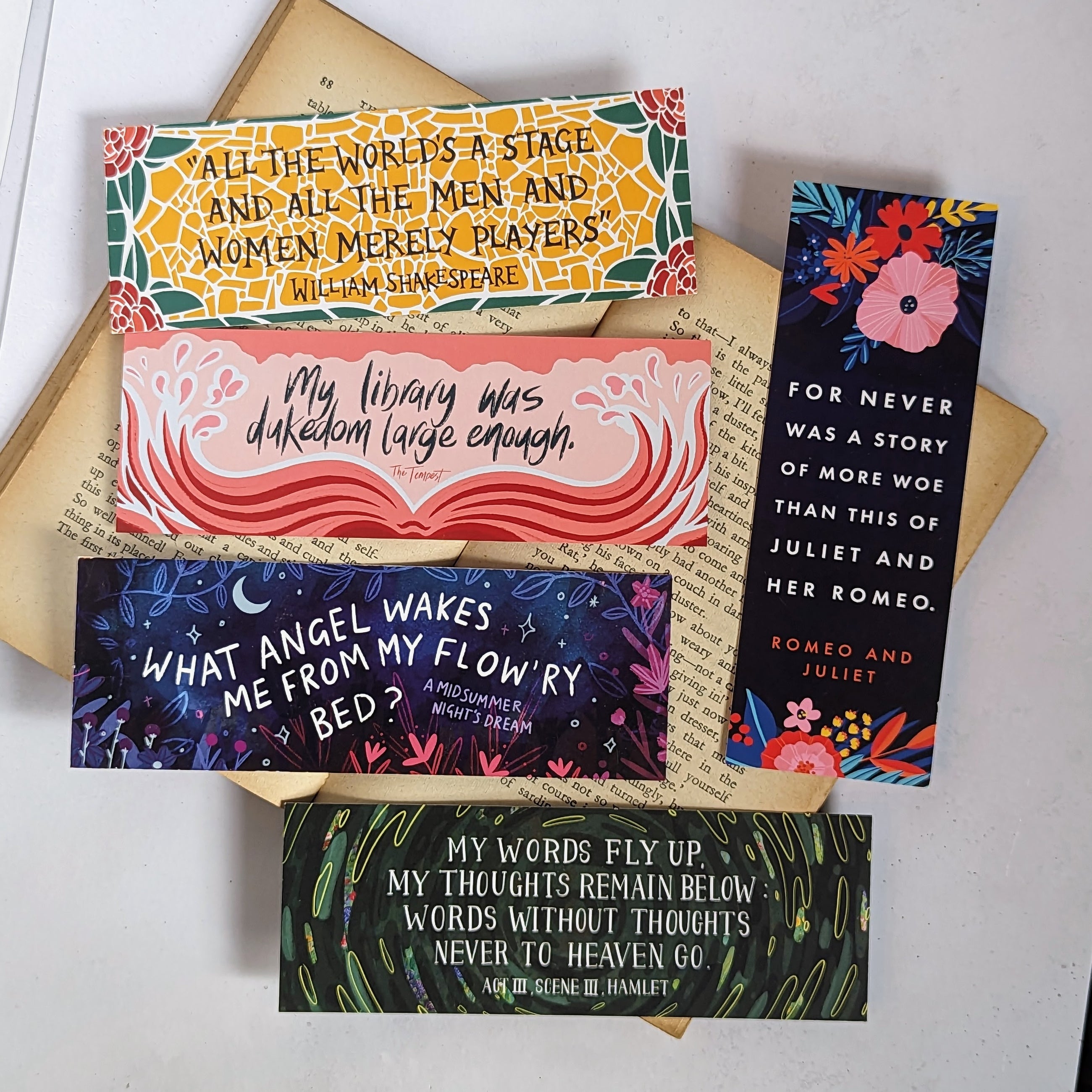 Shakespeare Bookmarks. Shakespearean. Gifts for book lover, bookworms, bibliophiles and readers. Classic Literature. William Shakespeare gift. Bookish stationery.