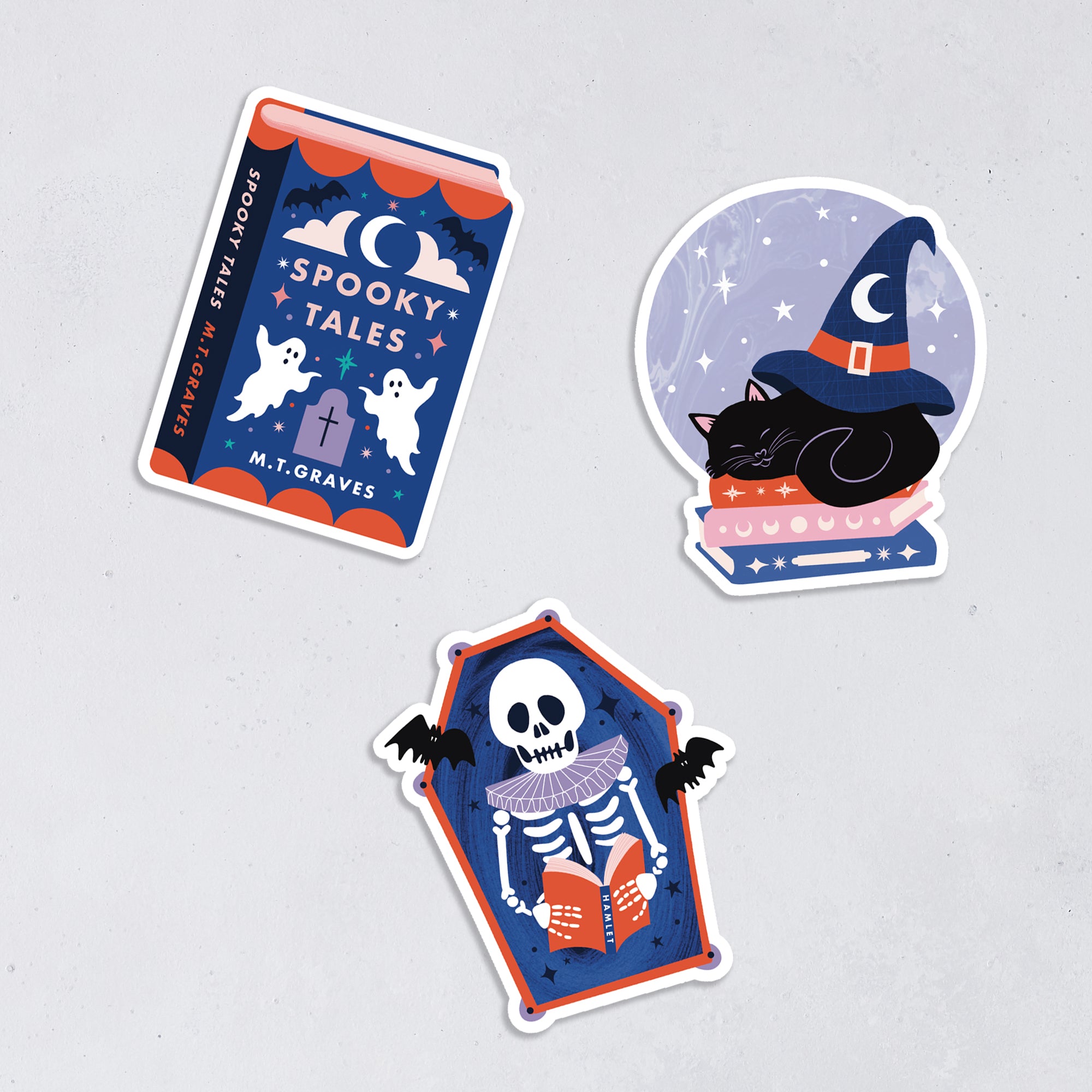 Skeleton Reader Halloween Sticker