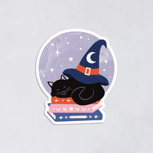 Witchy Black Cat & Books Halloween Sticker