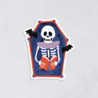 Skeleton Reader Halloween Sticker