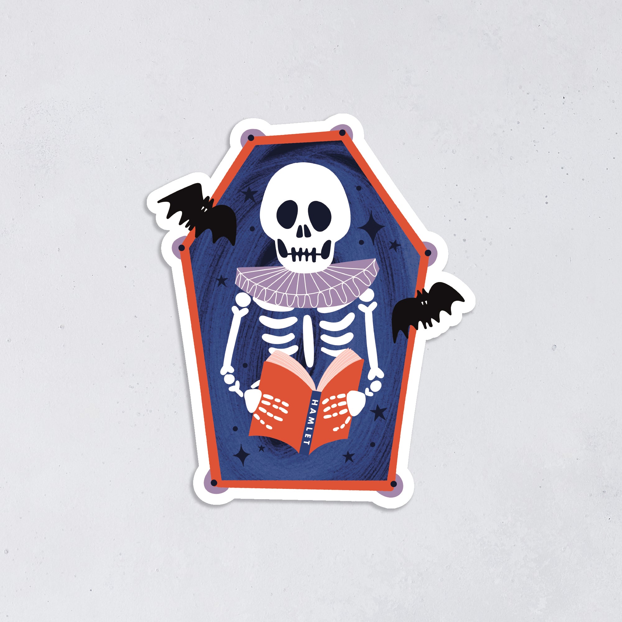 Skeleton Reader Halloween Sticker