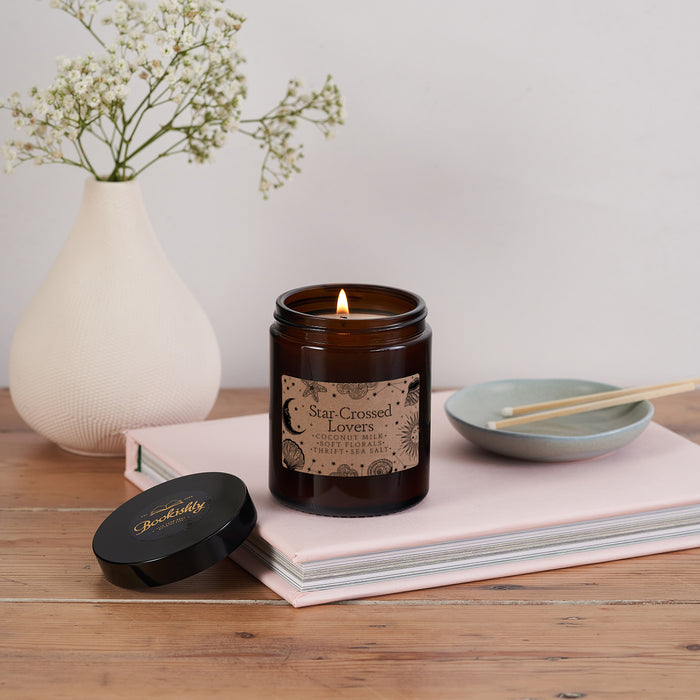 Star Crossed Lovers. Literary Tropes. Bookish Candles. Coconut milk, soft florals, thrift and sea salt. Summer Candle.