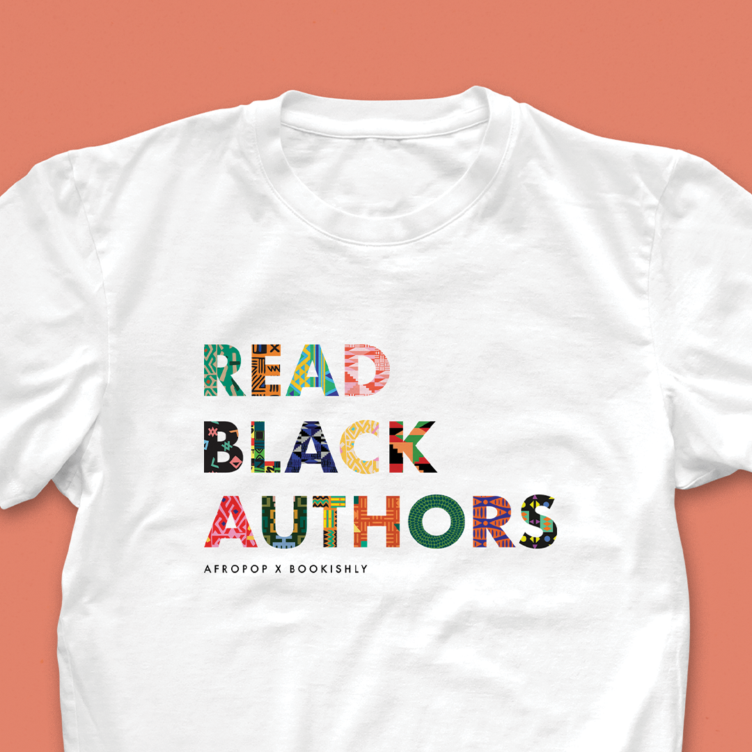 Read Black Authors t-shirt, designed in collaboration with Afropop. Featuring block text with patterns inspired by African Heritage. Gifts for Book lover, bookworms, readers and bibliophiles. In support of black history month.