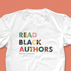 Read Black Authors t-shirt, designed in collaboration with Afropop. Featuring block text with patterns inspired by African Heritage. Gifts for Book lover, bookworms, readers and bibliophiles. In support of black history month.