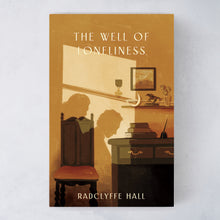 A copy of the book The Well of Loneliness by Radclyffe Hall with an illustrated dust jacket.