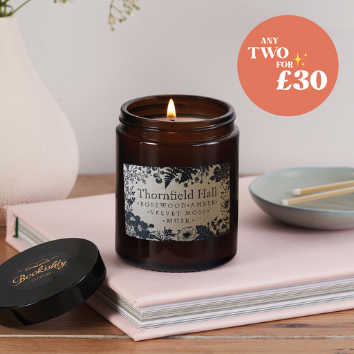 Luxury Vegan Candle. Soy wax Candle. Bookish Candle. Amber apothecary style jar. Apothecary. Hand Poured Signature Candle. Natural soy wax. Classic Literature. Reading Candle. Thornfield Hall. Jane Eyre by Charlotte Brontë. Mr Rochester.