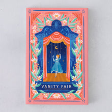 Flatlay of Vanity Fair by William Makepeace Thackeray, Bookishly edition with illustrated dust jacket