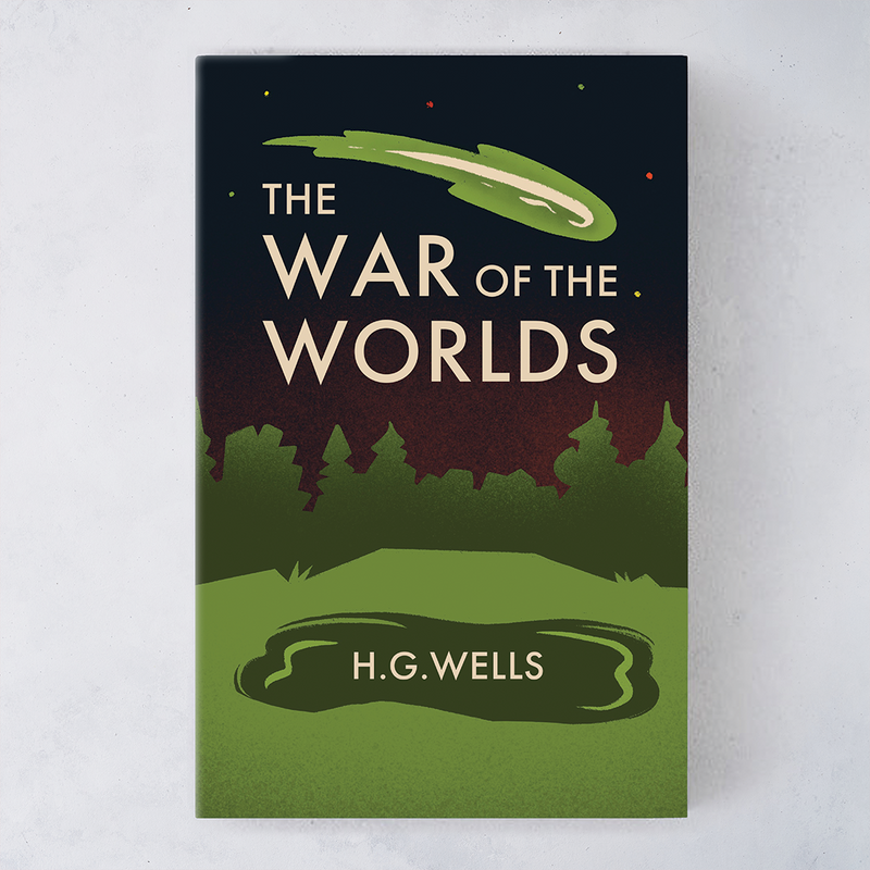 Flatlay of The War of the Worlds by H. G. Wells, Bookishly edition with exclusive illustrated dust jacket