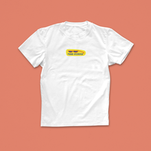 Mood Reader T-shirt with colourful retro-style mood ring illustration and playful bookish slogan on a white shirt