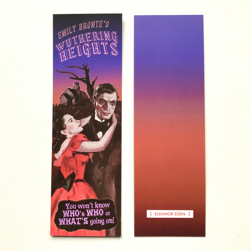 Wuthering Heights bookmark designed like a retro pulp book cover