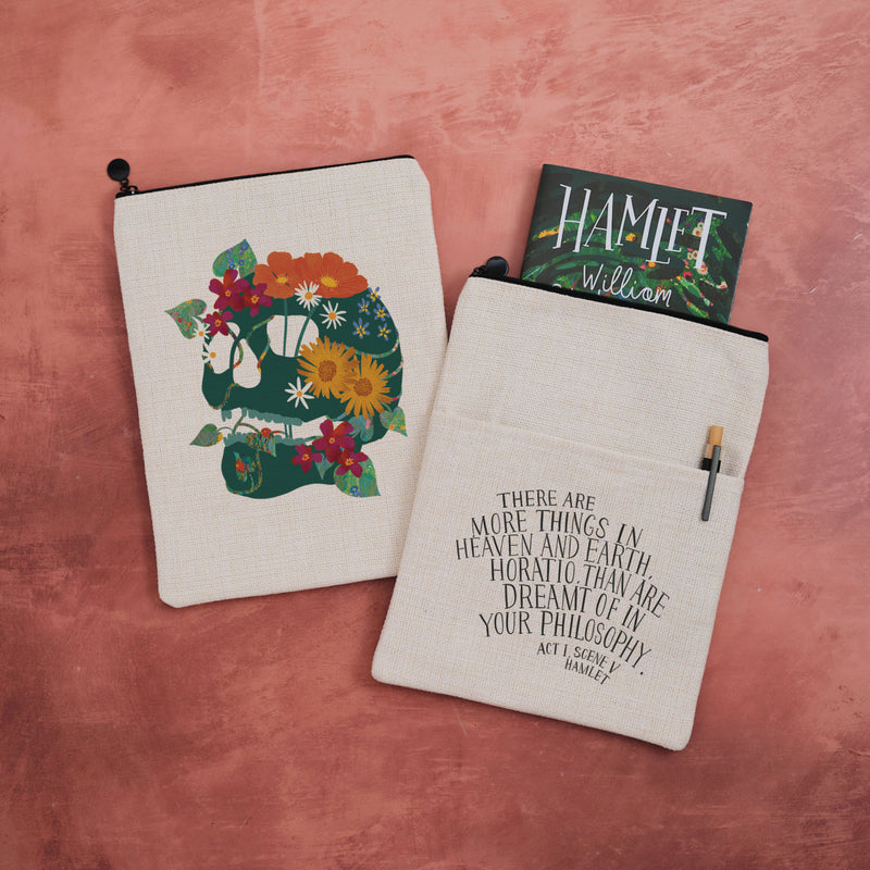 Hamlet Skull Book Sleeve | Shakespeare Quote Reader Gift