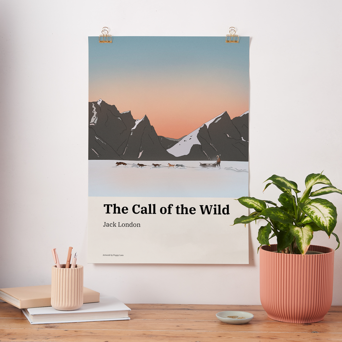The call of the Wild by Jack London. Collaboration between Bookishly and Audrey Audiobooks. Inspired by Classic Literature. Artwork for book lovers and bookworms.