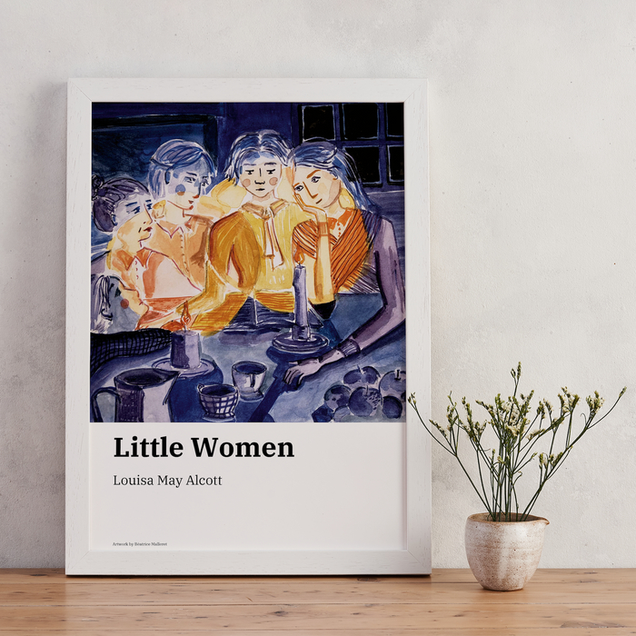 Little Women by Louisa May Alcott. Collaboration between Bookishly and Audrey Audiobooks. Inspired by Classic Literature. Artwork for book lovers and bookworms.