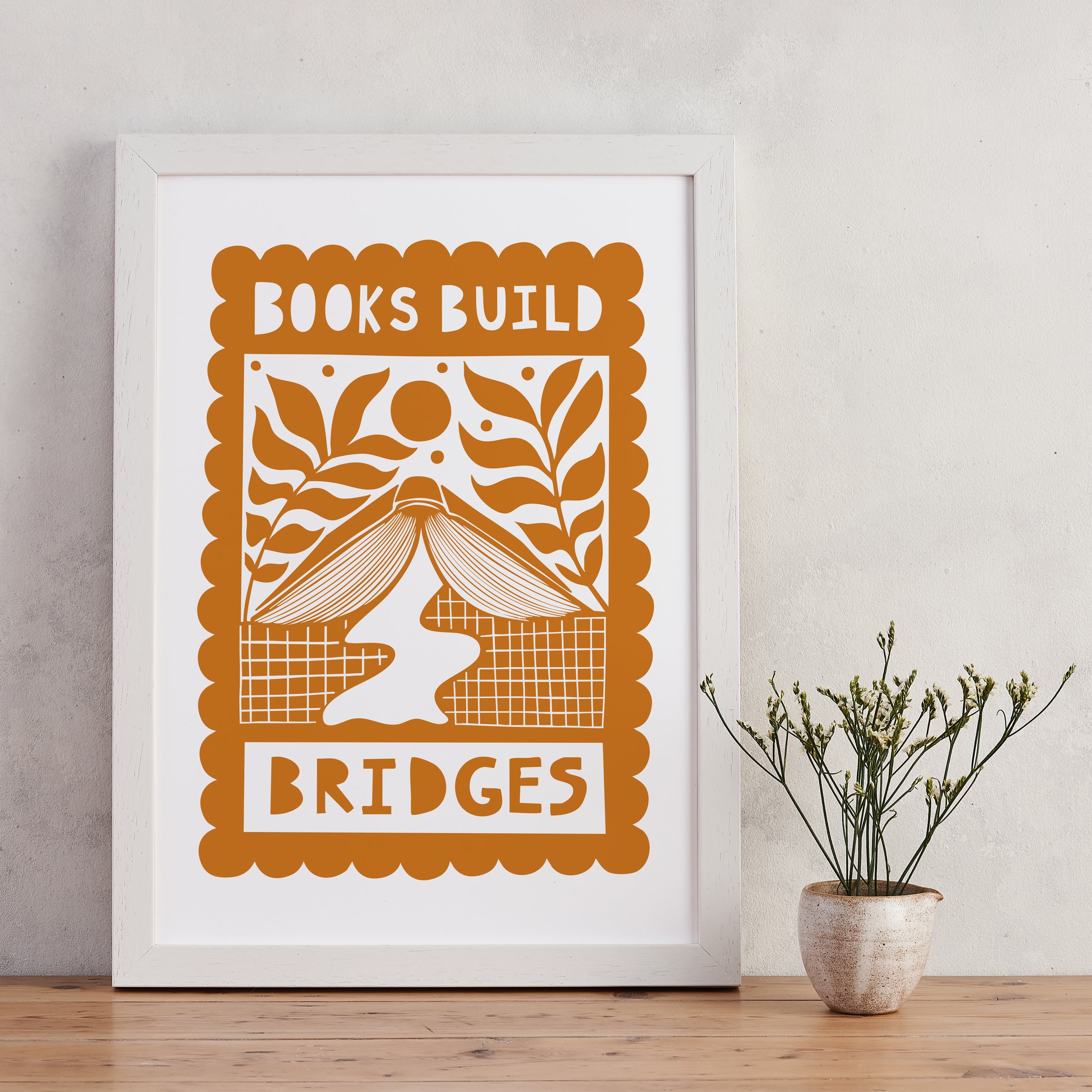 Book Build Bridges | Literary Activist Print | Readers Art