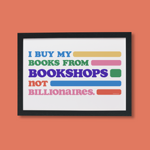 Bookshops Not Billionaires Retro Art Print